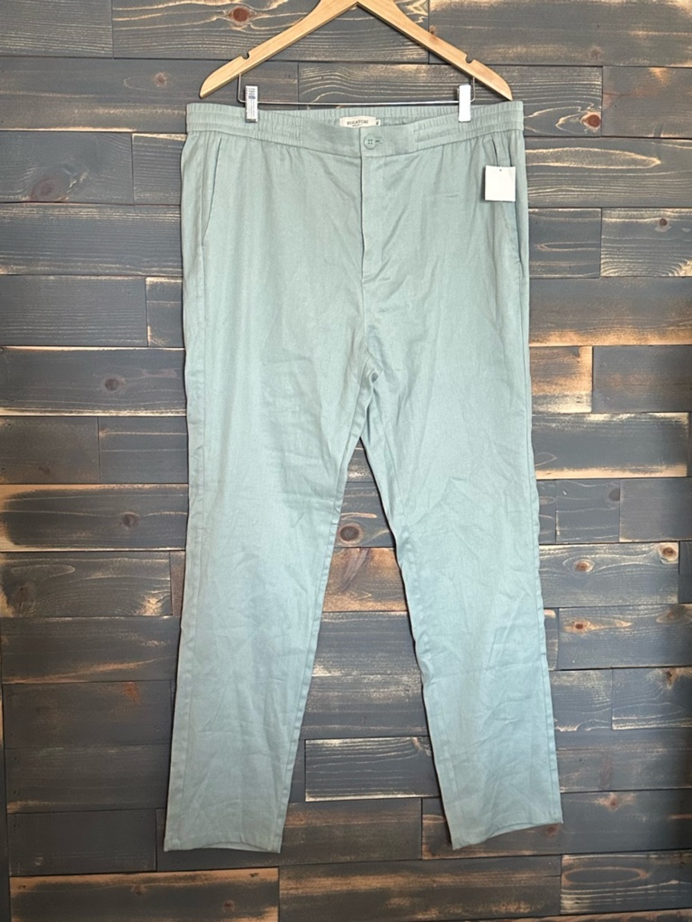 Bugatchi Light Sage Linen Blend Chinos